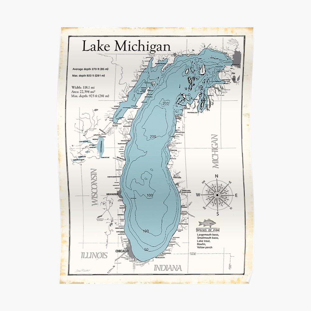 Lake Michigan Map Case Skin For Samsung Galaxy By Jeanplout Redbubble