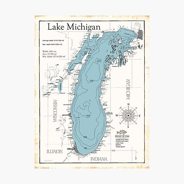 Item preview, Lake Michigan Map designed and sold by Jean Plout.