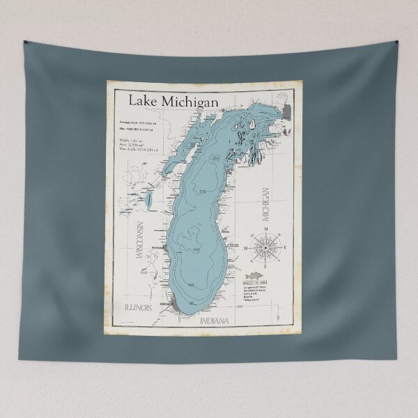 Item preview, Lake Michigan Map designed and sold by Jean Plout.