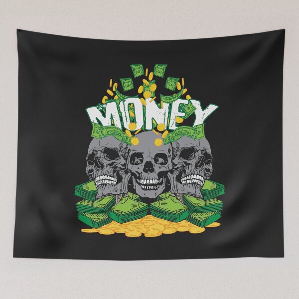 Item preview, Money Skull Gold Dollar Bills Euro Money designed and sold by tarek25.