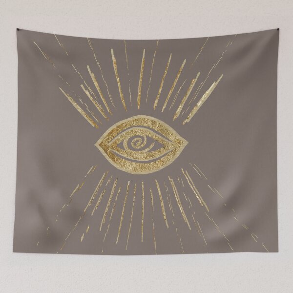Item preview, Evil Eye Gold on Brown #1 #drawing #decor #art (Photo of Foil Only - Not Reflective) designed and sold by Anita's & Bella's Art.