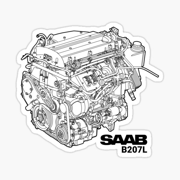 Saab B207l Engine Diagram Sticker By Leighleighleigh Redbubble