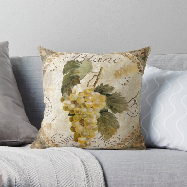 Tuscany Table Chablis Blanc Wine Grapes Throw Pillow