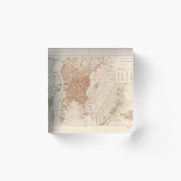Map of Cairo circa 1920 Acrylic Block