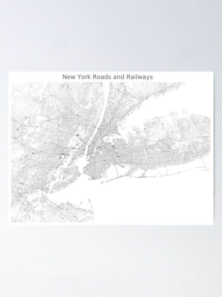 Alternate view of New York Roads and Railways Map Poster