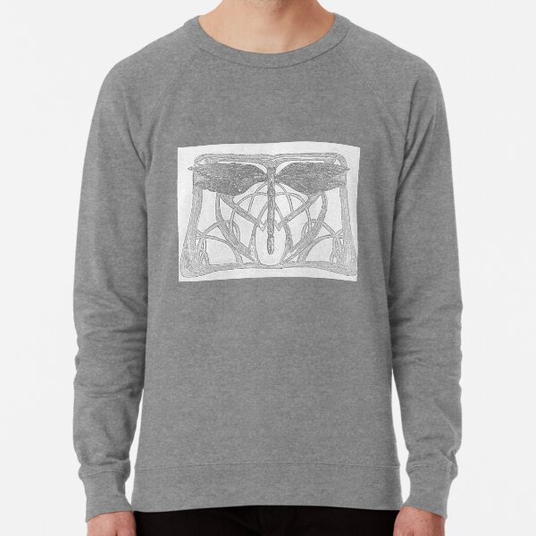 Black and white Victorian style Dragonfly Lightweight Sweatshirt