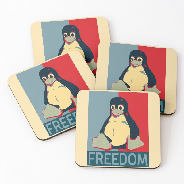 Tux Freedom for Linux Users Coasters (Set of 4)