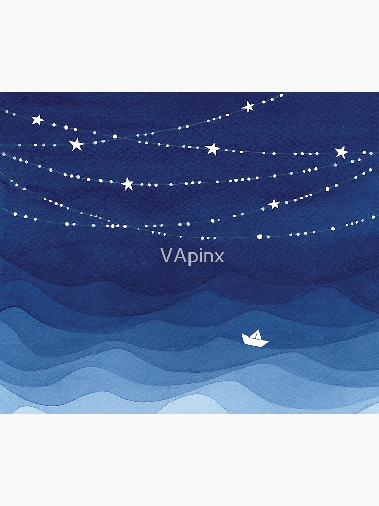 Garland of Stars IV, nautical watercolor by VApinx