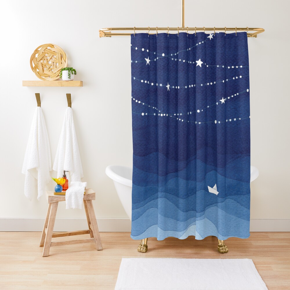 Garland of Stars IV, nautical watercolor Shower Curtain