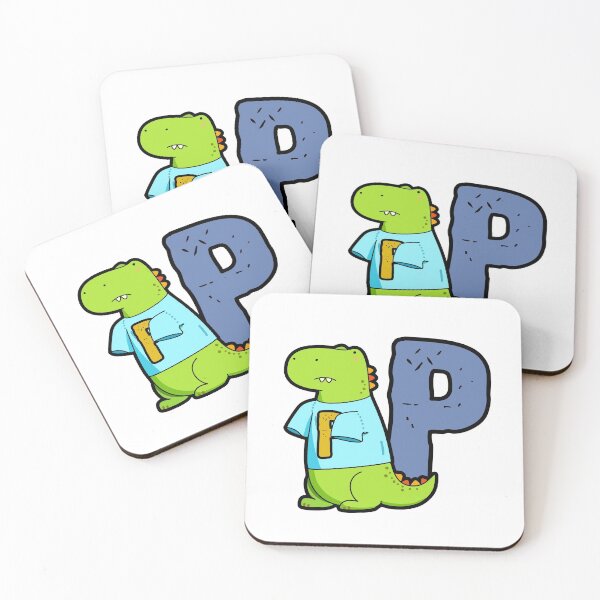 Artikelvorschau, Alphabet-Buchstabe P, süßer T-Rex entworfen und verkauft von kidsmonogram.