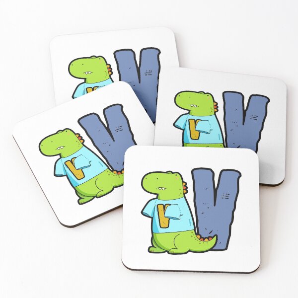 Item preview, Alphabet Letter V Cute T-Rex  designed and sold by kidsmonogram.