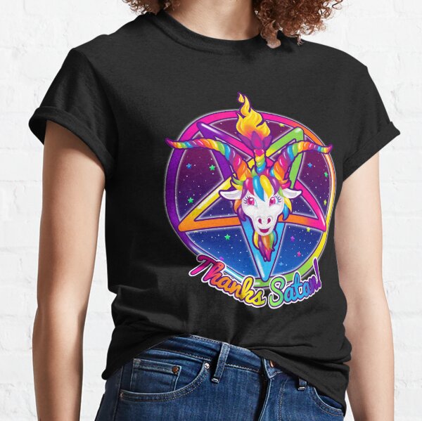 Artikel-Vorschau von 1997 Neon Regenbogen Dank Satan Baphomet Pentagramm Sigil, designt und verkauft von creepygirlclub.