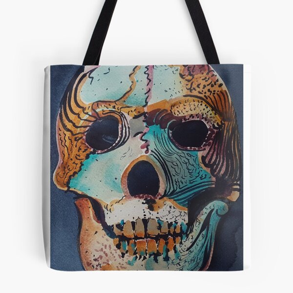 Item preview, Neanderthal skull at Halloween, Kirstin White, watercolour designed and sold by Kirstin White.