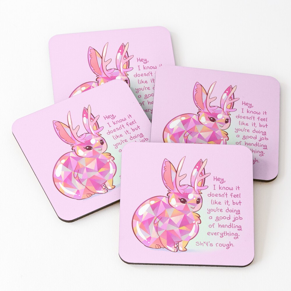 "You're doing a good job of handling everything" Gemstone Jackalope Coasters (Set of 4)