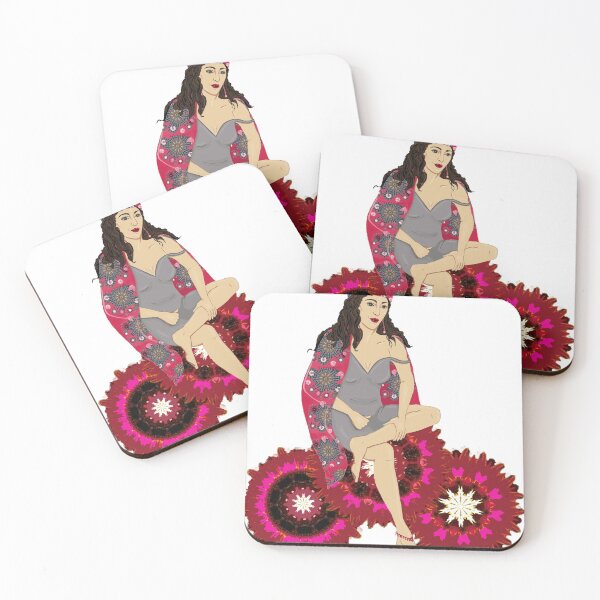 Item preview, Beautiful gypsy woman on pink flower cart designed and sold by Happyoninside.