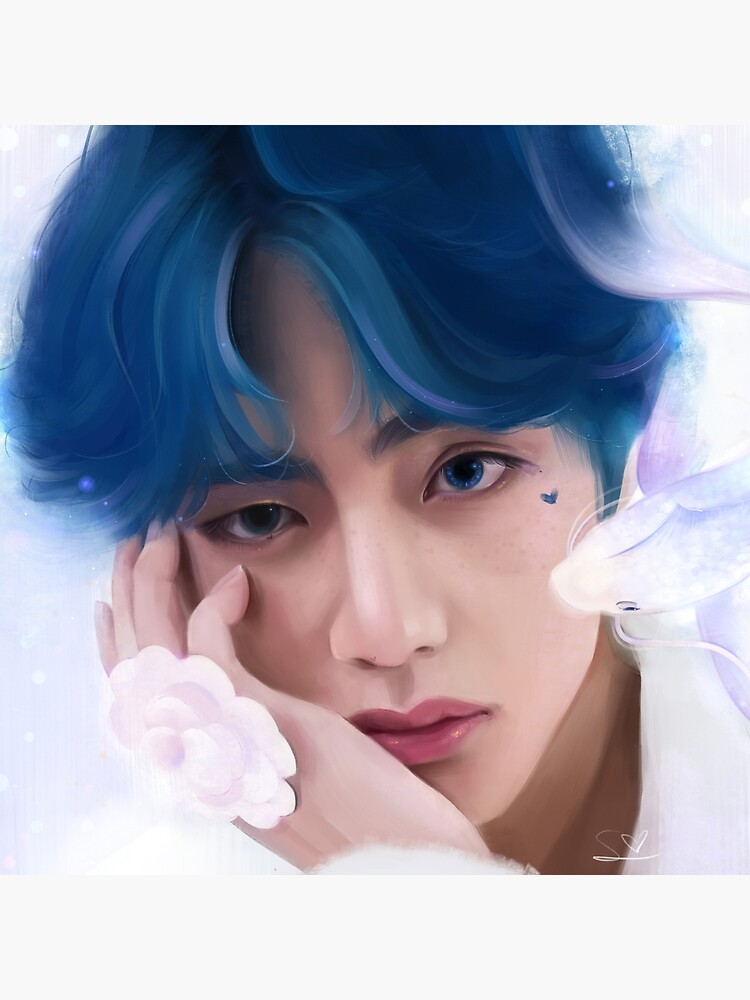 Taehyung with blue hair Taehyung with blue hair