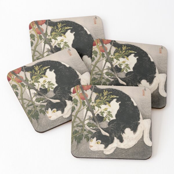 Item preview, Takahashi Hiroaki - Cat Prowling Around A Staked Tomato Plant designed and sold by vakashop.
