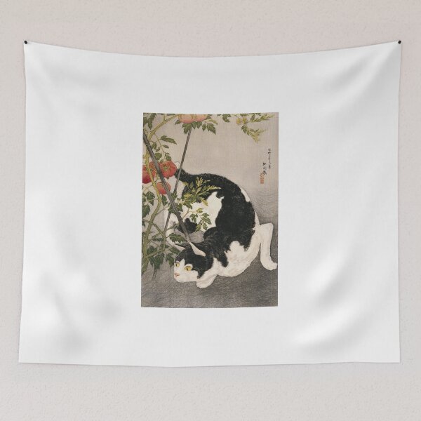 Item preview, Takahashi Hiroaki - Cat Prowling Around A Staked Tomato Plant designed and sold by vakashop.