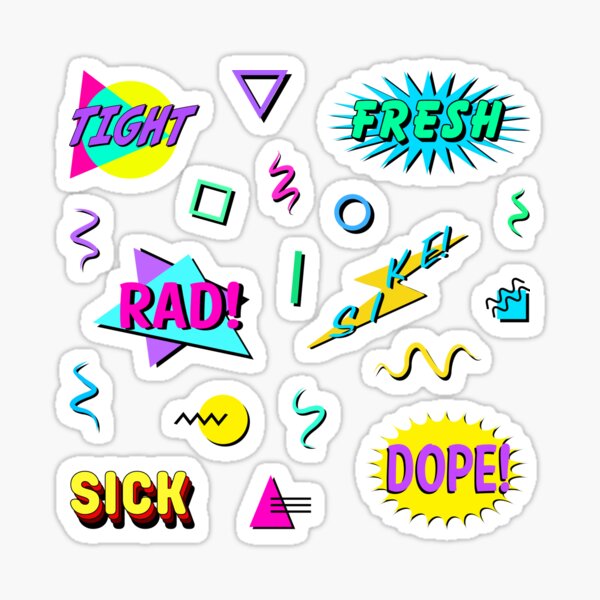 Item preview, 1990s Nineties Kids Sayings Phrases and Patterns ~ 90s Repeating Pattern and Sticker Sheet Slang Collection Bundle Pack Set designed and sold by Neon-Wolf.