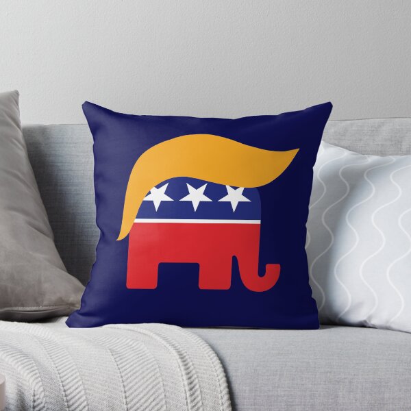 Donald Trump GOP Republican Elephant Hair Logo Throw Pillow