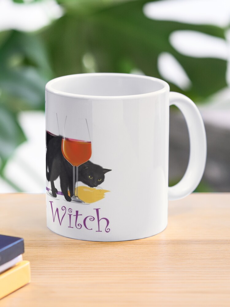 Taza vintage metálica Una bruja sin gato negro no es una bruja de