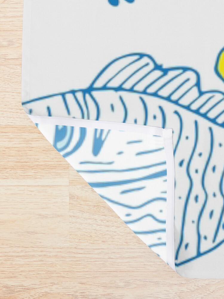 Alternate view of flock of different fishes with lemons between Shower Curtain