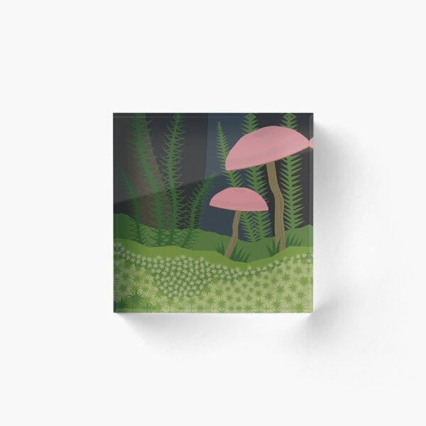 Mushrooms and Moss Acrylic Block