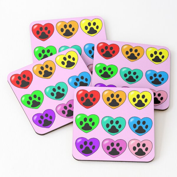 Item preview, Rainbow paw print hearts designed and sold by Melanie Jeyakkumar.