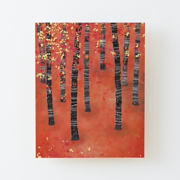 Birches - Autumn Woodland Abstract Landscape Wood Mounted Print