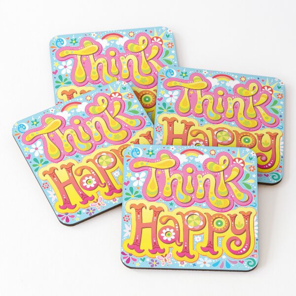 Item preview, Think Happy - Colorful Hand-Lettering Mantra Art by Thaneeya McArdle designed and sold by Thaneeya McArdle.
