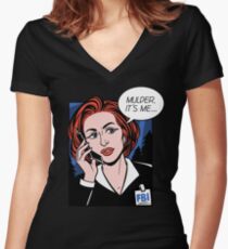 FBI Agent // Scully XFiles Lichtenstein Women's Fitted V-Neck T-Shirt
