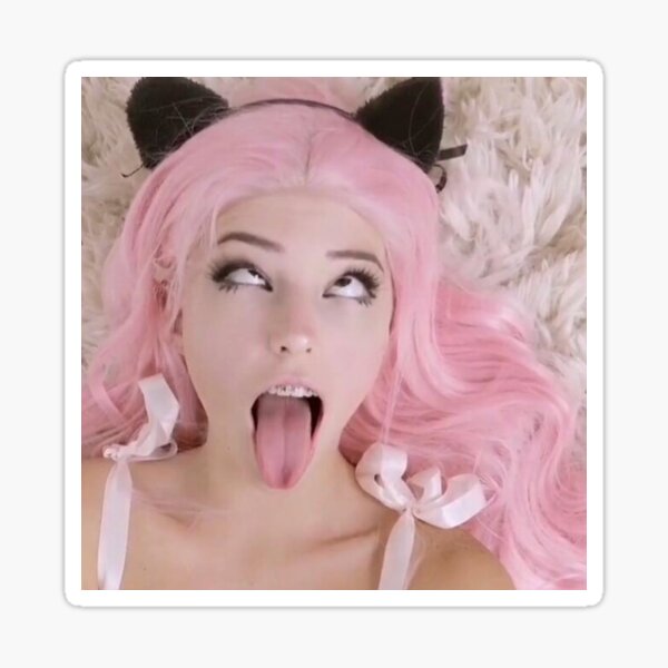 belle delphine with her tongue out  Sticker