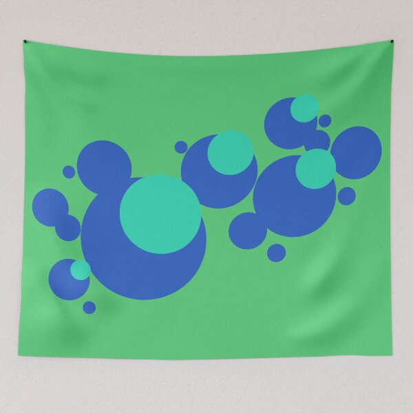 Item preview, Blue bubbles on leaf green designed and sold by KMA Home Design.