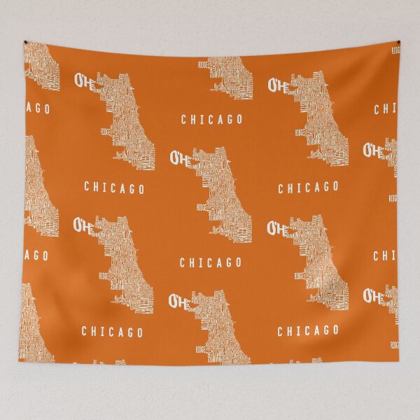 Item preview, Neighborhoods of Chicago white on orange designed and sold by samvschantz.