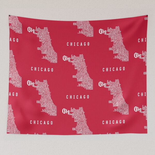 Item preview, Neighborhoods of Chicago white on red designed and sold by samvschantz.