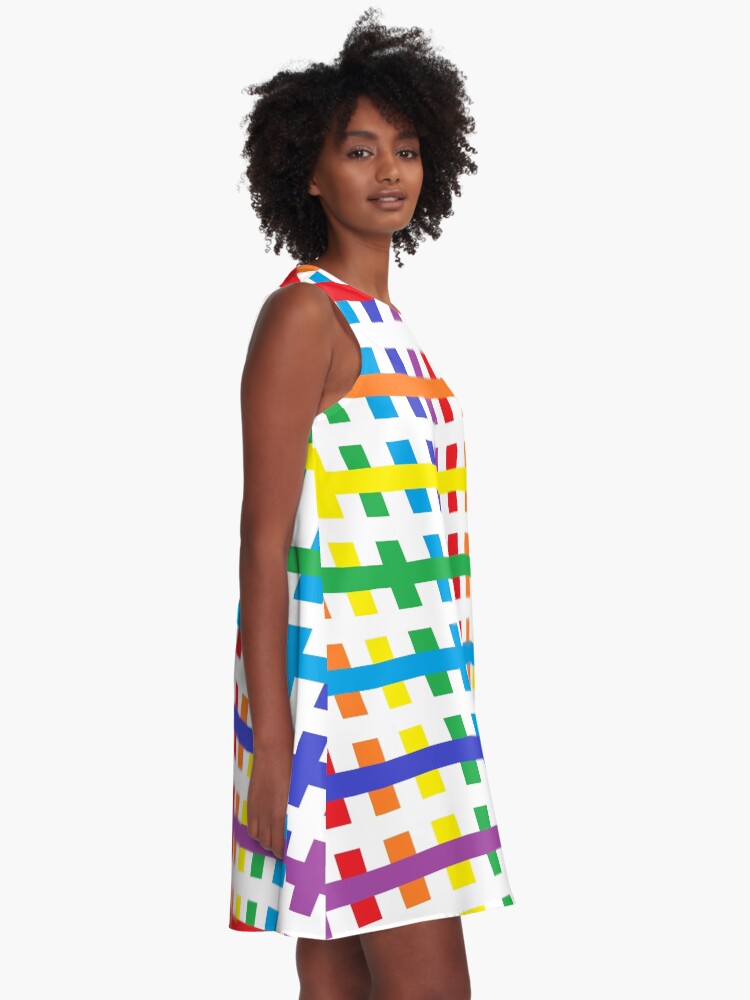 Abstract Rainbow And White A Line Dress By Lornakay Redbubble The rainbow sequin dress of my dreams. abstract rainbow and white a line dress by lornakay redbubble