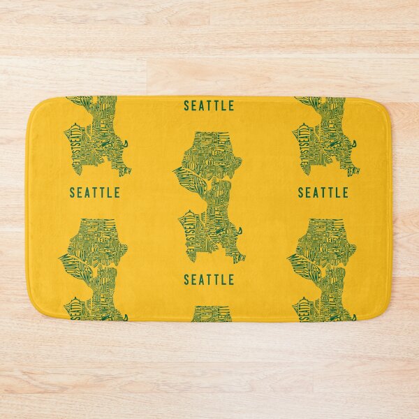 Item preview, Seattle Map - Neighborhoods Typographic Green on Yellow designed and sold by samvschantz.