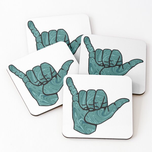Shaka sign aqua marble Coasters (Set of 4)