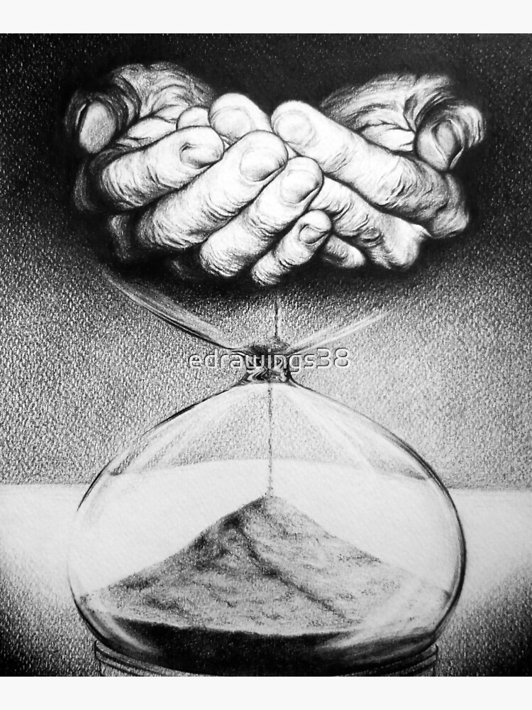 Time Hands and hourglass Surreal drawing art by edrawings38