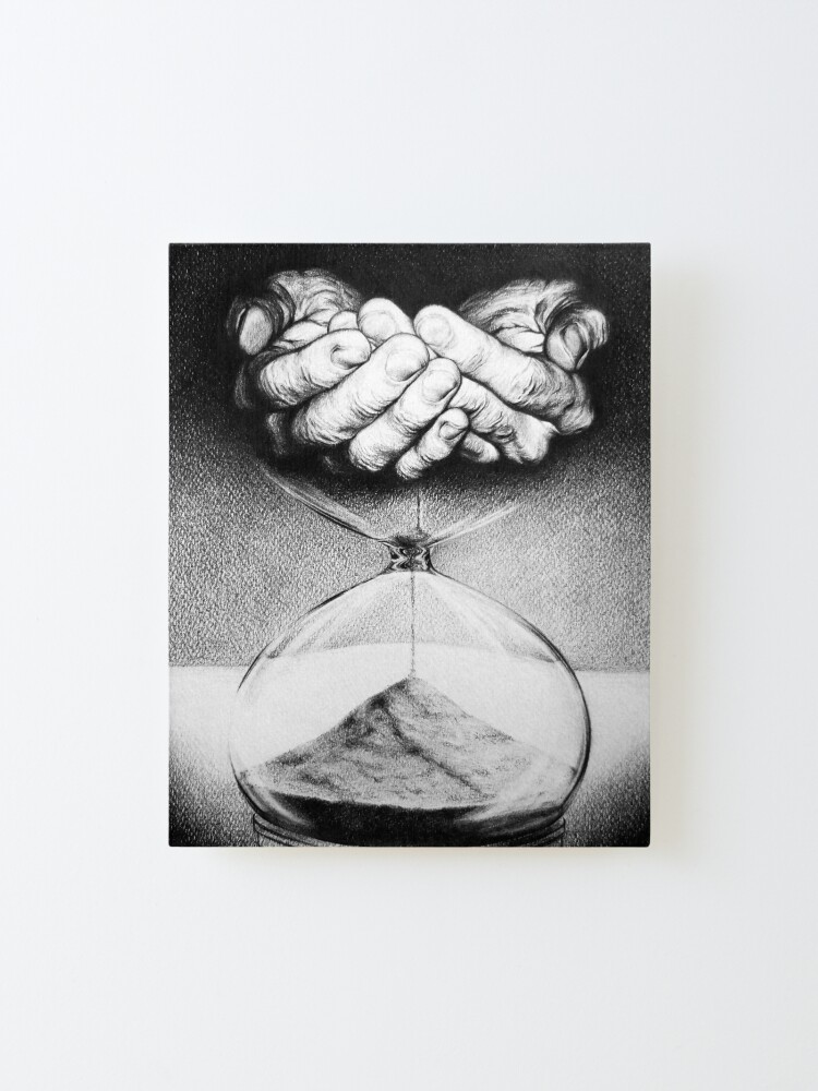 Alternate view of Time Hands and hourglass Surreal drawing art Mounted Print