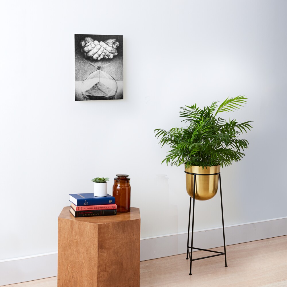 Time Hands and hourglass Surreal drawing art Mounted Print