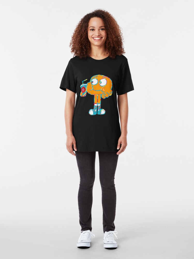 Alternate view of Colorful Doodle Darwin - The Amazing World of Gumball Slim Fit T-Shirt