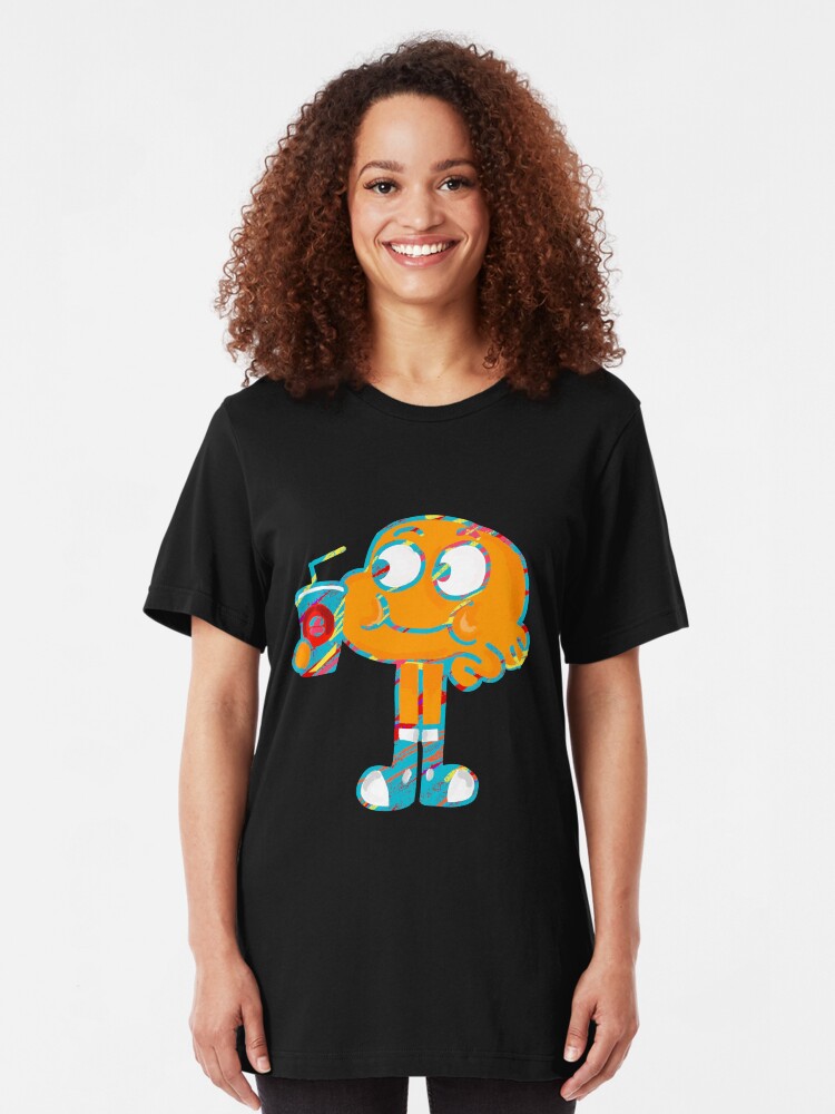 Alternate view of Colorful Doodle Darwin - The Amazing World of Gumball Slim Fit T-Shirt