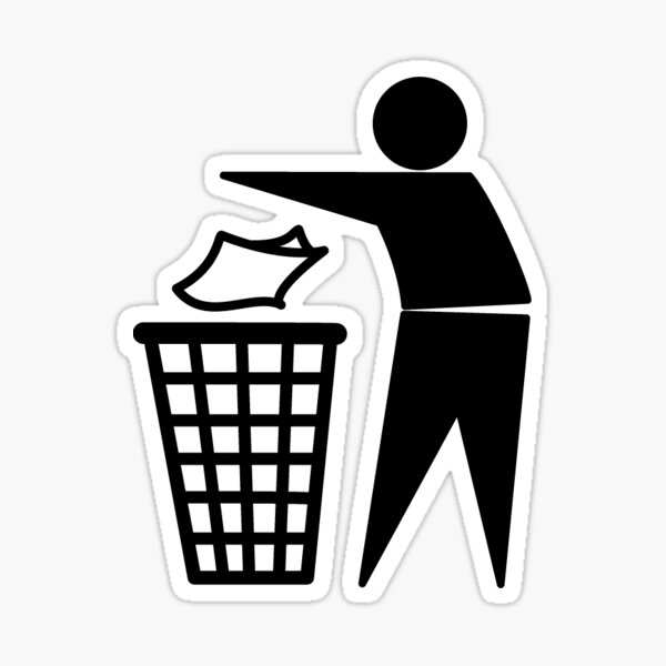 Guy throwing trash away Sticker