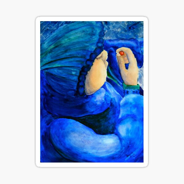 Child n Red Marble watercolor by CheyAnne Sexton Sticker