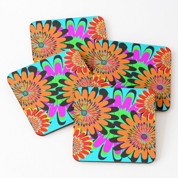 Item preview, Orange multicolor flowers blue background graphic designed and sold by Astralia.