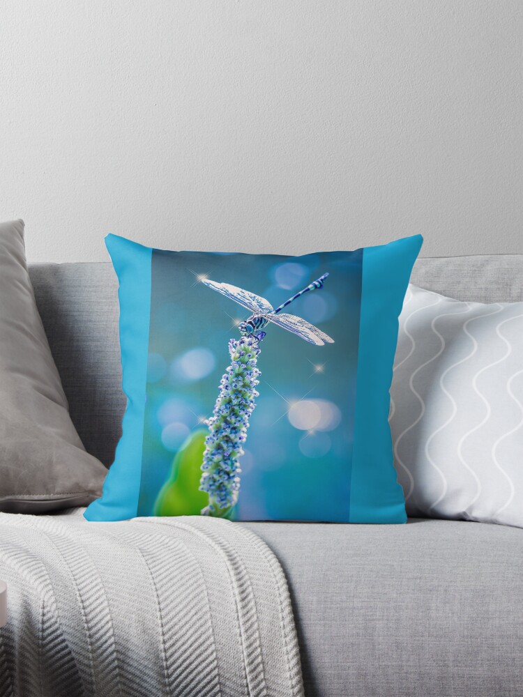 Thumbnail 1 of 4, Pillow, Dragonfly - Mystic Blue designed and sold by Gailsphotoart.