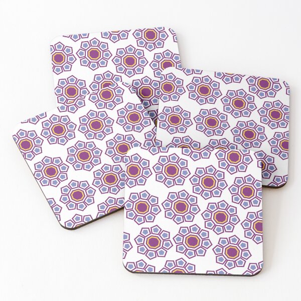 Item preview, background with pink and violet pentagon flowers designed and sold by CREATINERY.