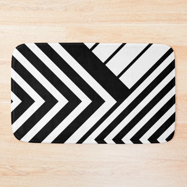 Black and White Geometric Lines Bath Mat