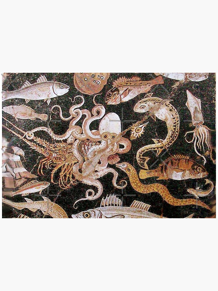 POMPEII COLLECTION / ANTIQUE OCEAN - SEA LIFE SCENE,OCTOPUS AND FISHES by BulganLumini
